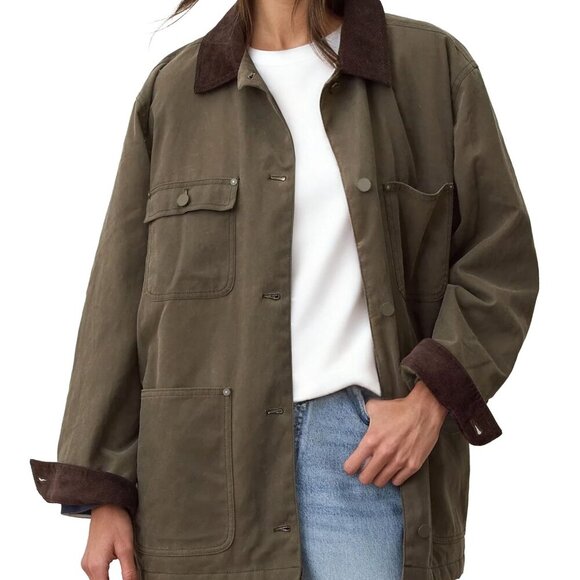Jackets & Blazers - Oversized Utility Barn Jacket Vintage Workwear Corduroy Collar Casual Coat